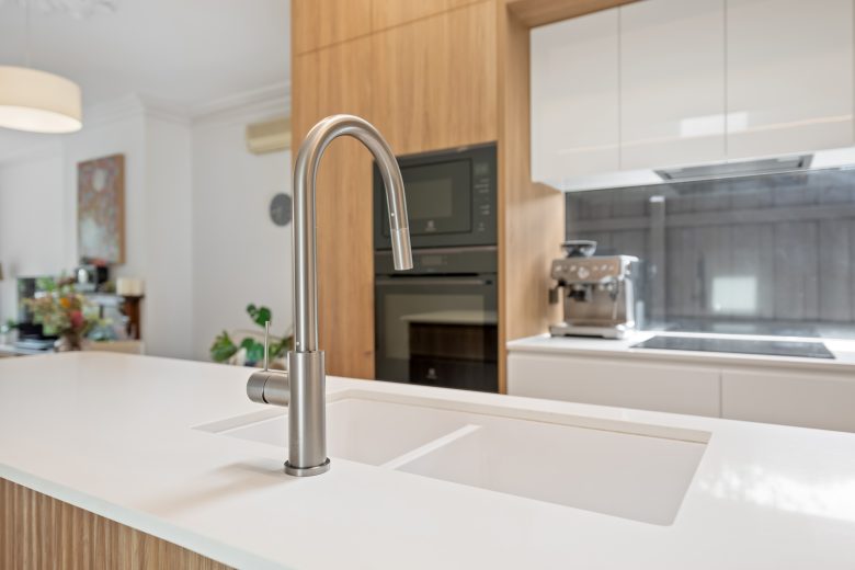 Oven and microwave built into kitchen cabinetry